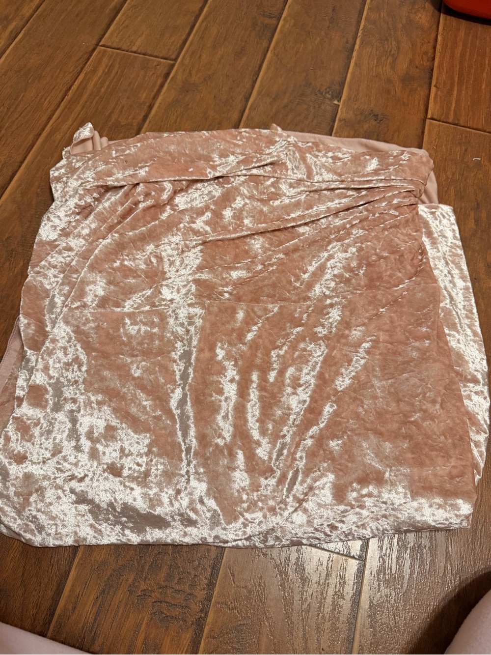 Pink crushed velvet 90” square tablecloth